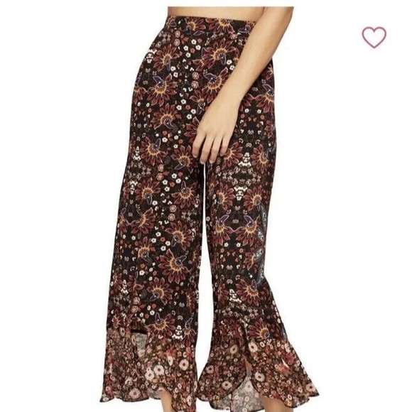 BCBGeneration Floral Paisley Print Wide Leg Bell Bottom ankle Pants Size Small - Picture 1 of 16